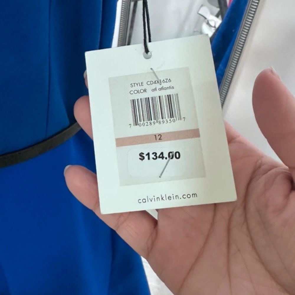 Calvin Klein Royal Blue Cap Sleeve Midi Dress - Picture 5 of 8